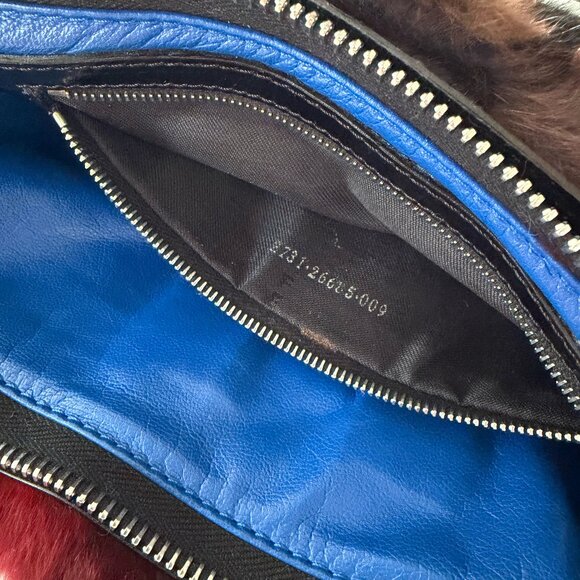 Rare FENDI 2010 Multicolor Rabbit Fur Baguette Shoulder Bag - Picture 7 of 11